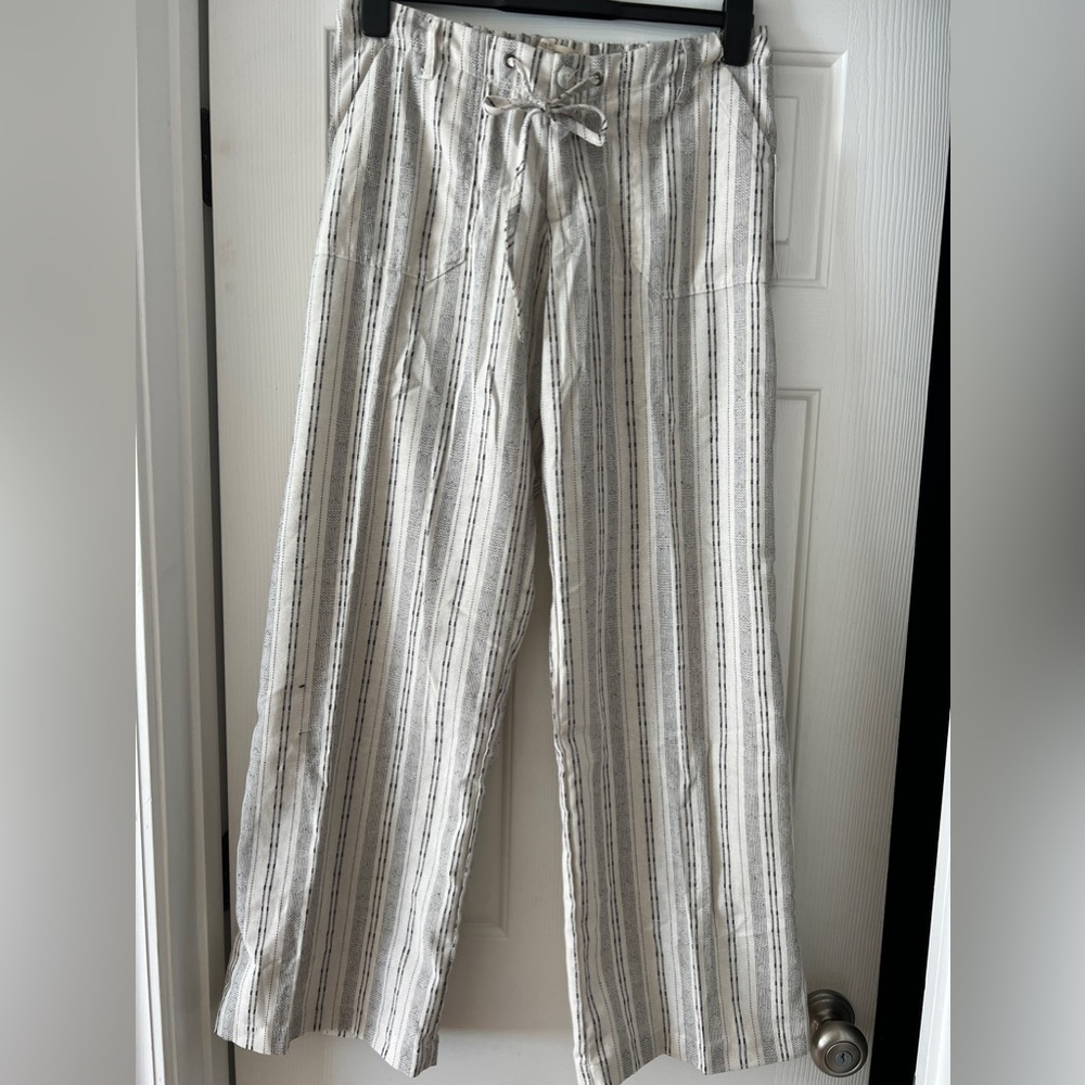 NWT Just Living Linen Black Stripe Pants